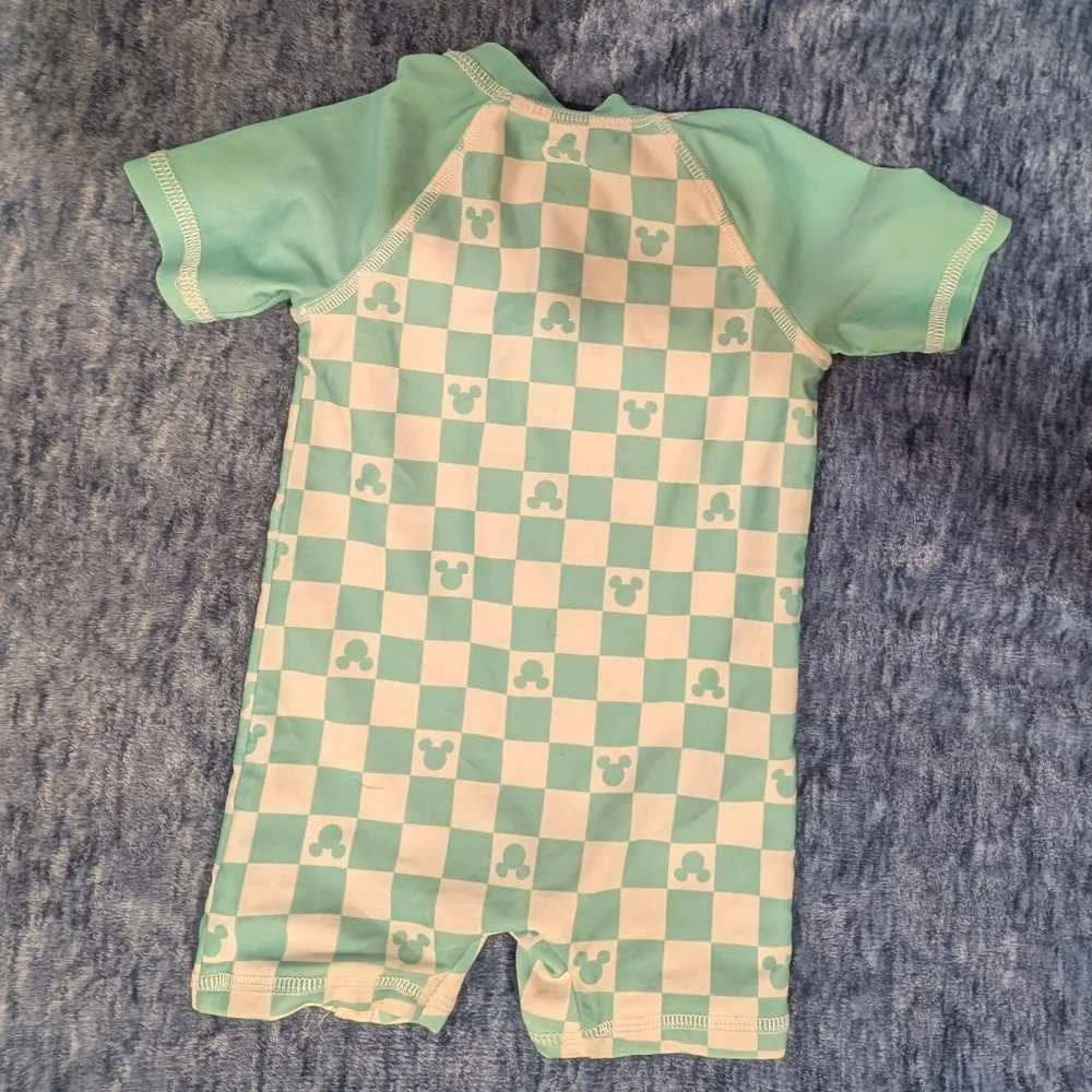 Disney 6-9M Aqua and White Kids Swim Rashguard